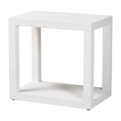 bali & pari Oaklynn Natural Grasscloth End Table - Two-Tier Accent Table with Open Frame, Modern Coastal Complement for Living Room or Lounge, White